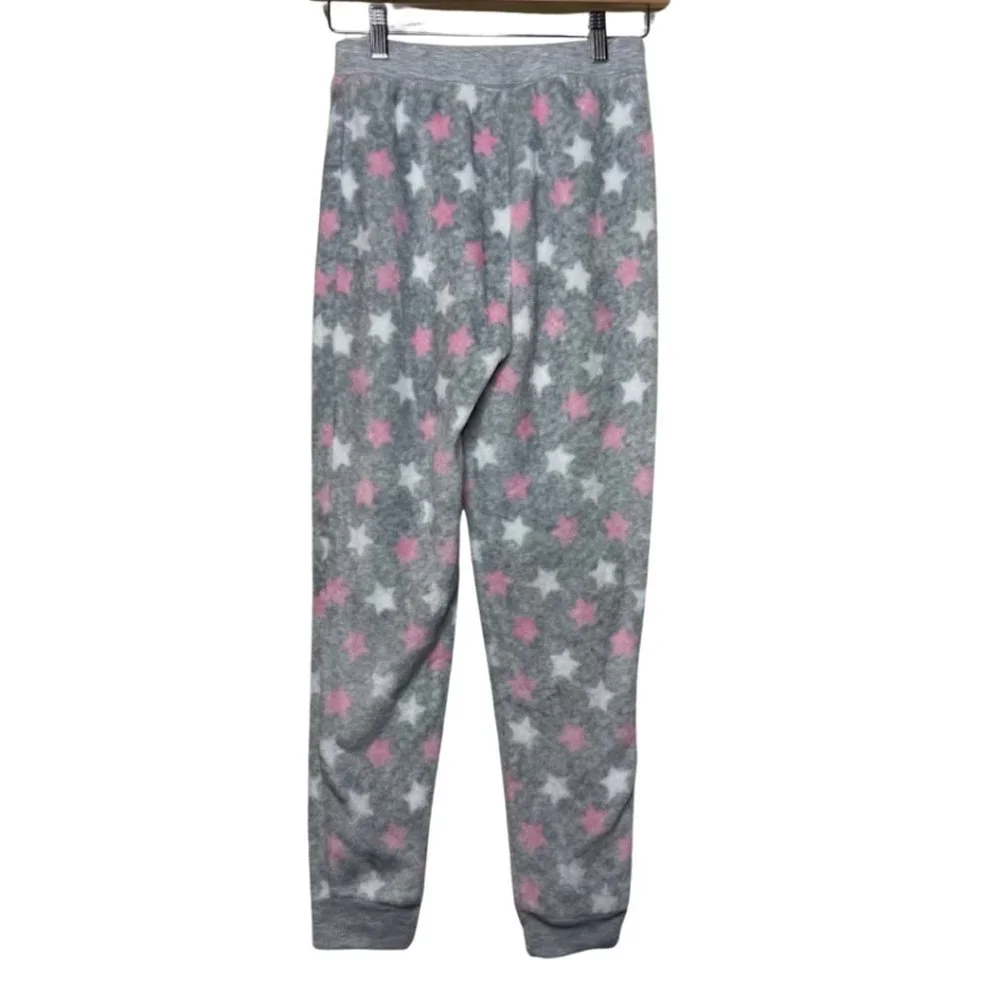 BCBG GIRLS | Gray Fuzzy Star Pink & White Print Lounge Pants | Size L